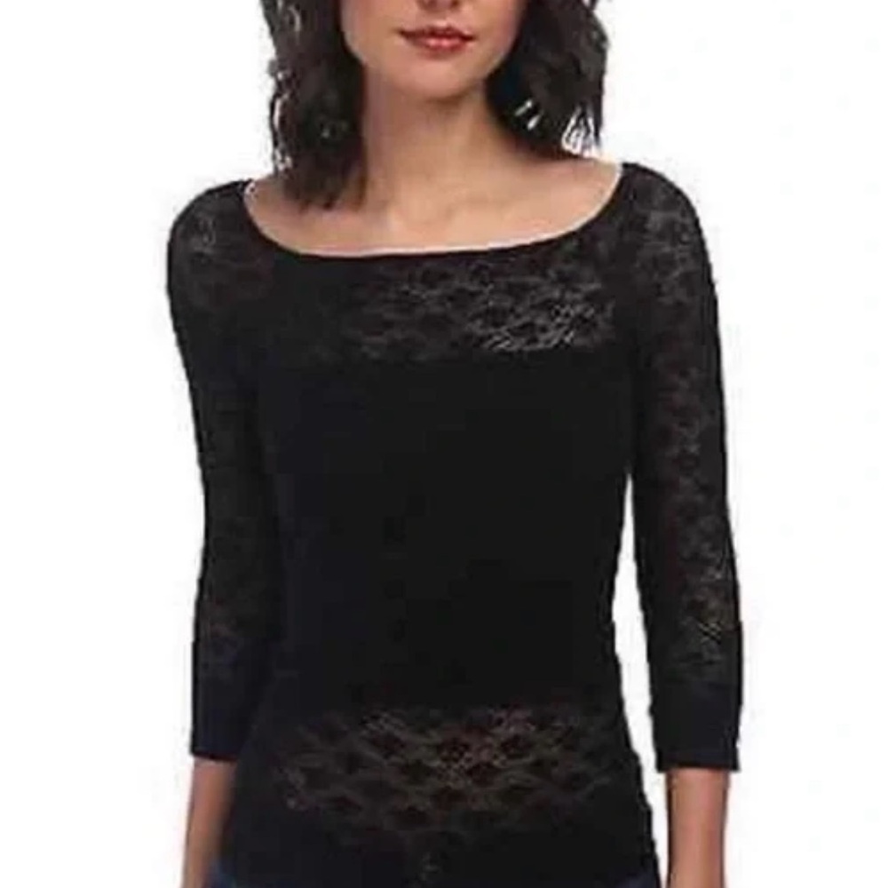 Intimately by Free People Black Lace‎ Women's Top